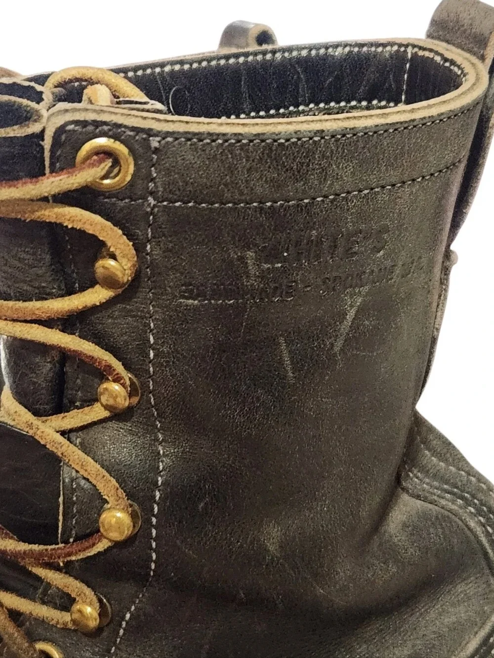 White Boots Mens Size 6.5 C 355 Cruiser Aaron Levine Black Leather Lace Up Ankle